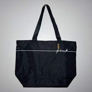 Victoria's Secret Pink Weekender Large Black Tote Zip Bag NEW